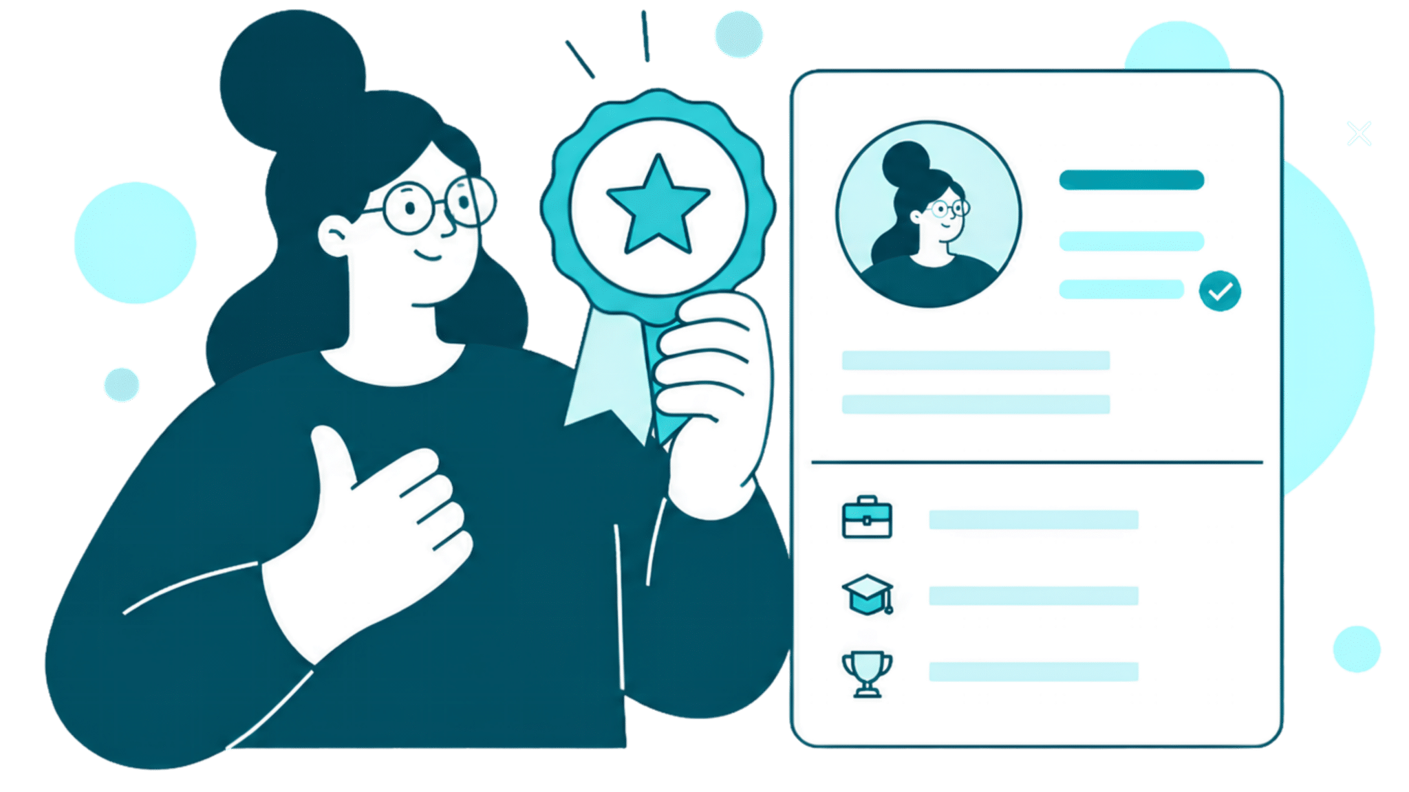 Employee showing off a digital badge on their professional profile